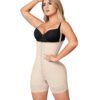 Faja moldeadora reloj de arena, control abdomen - media pierna con tiras, cremalleras y broche central (O-011)