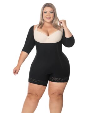 Faja control de abdomen, media pierna con manga y cremallera lateral (O-017)