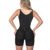 Faja moldeadora reloj de arena, control abdomen - media pierna con tiras, cremalleras y broche central (O-211)