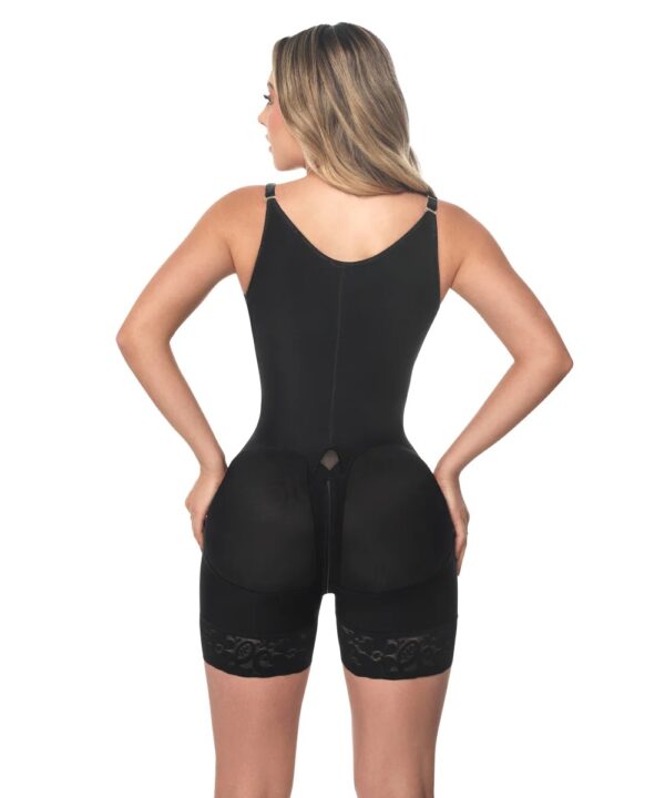 Faja moldeadora reloj de arena, control abdomen - media pierna con tiras, cremalleras y broche central (O-211)
