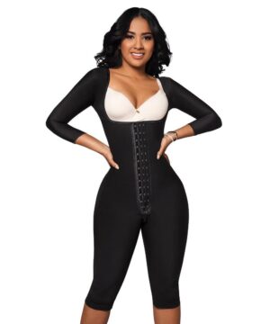 Faja completa reloj de arena, manga larga hasta la rodilla con cremallera perineal y broche central (O-225 |O-025)