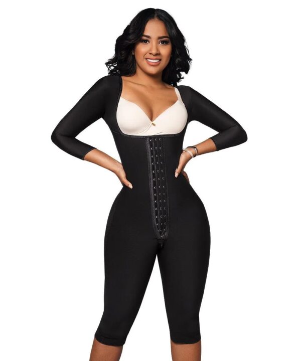 Faja completa reloj de arena, manga larga hasta la rodilla con cremallera perineal y broche central (O-225 |O-025)